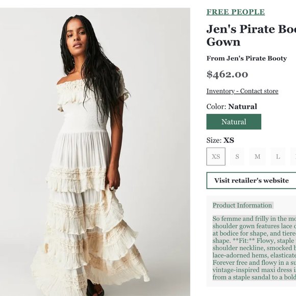 Free People Jen's Pirate Booty Rosalea Gown Size M - Picture 4 of 8